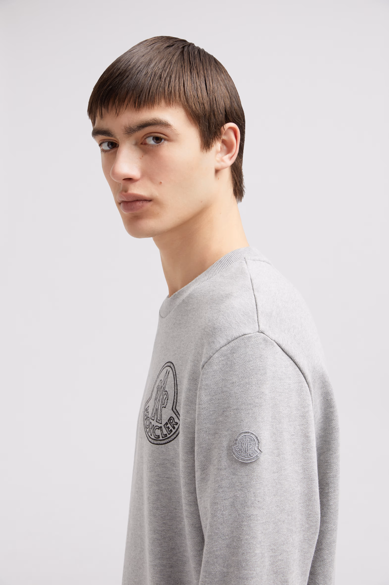 Logo Cotton Sweatshirt Men Light Grey Moncler 4
